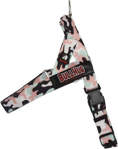 BULLHUG Harness – Made for Larger Chested Dogs Like English Bulldogs, French Bulldogs, Pugs & More. Stops Dogs from Pulling & Choking on Walks (Pink & Mint Camouflage, XL) BULLHUG