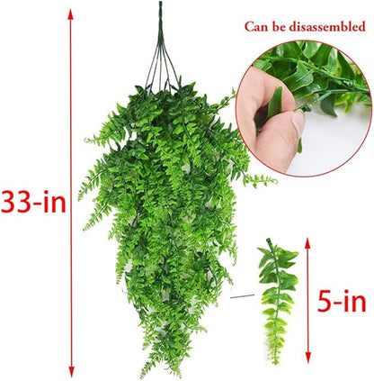 PINVNBY Reptile Plants Hanging Fake Vines Boston Climbing Terrarium Plant with Suction Cup for Bearded Dragons Lizards Geckos Snake Pets Hermit Crab and Tank Habitat Decorations (2 Pack) PINVNBY