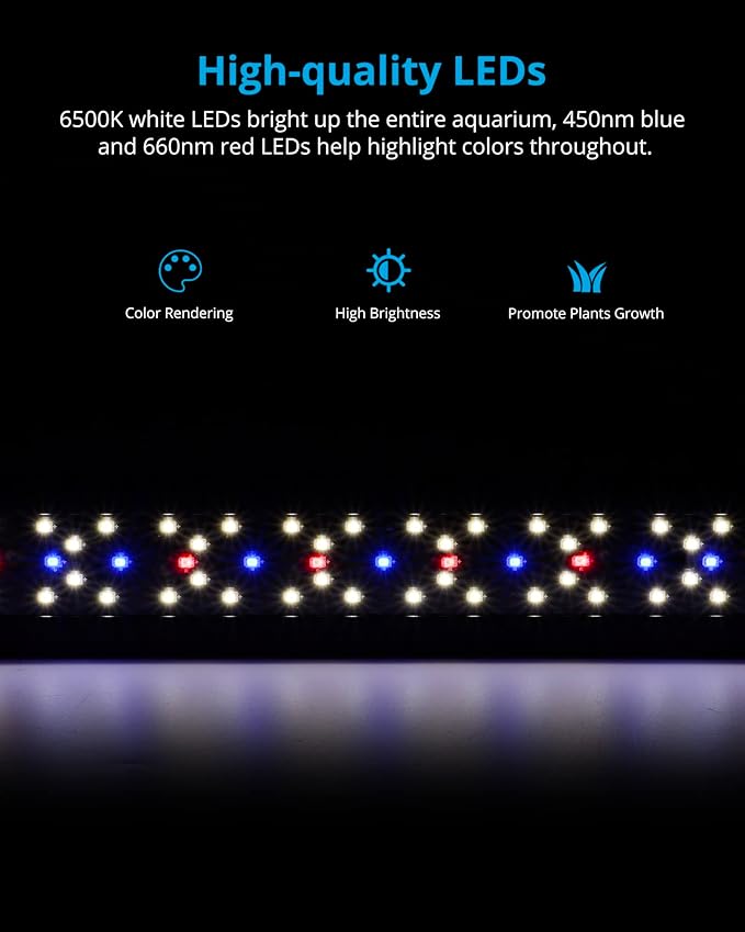 NICREW SkyLED Plus Aquarium Plant Light, Freshwater Fish Tank Light with Ramp Up and Dim Down, Spectrum Adjustable and Lighting Schedule Programmable with Controller, 12-18 Inches, 11 Watts NICREW