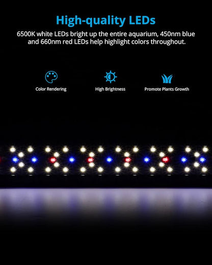 NICREW SkyLED Plus Aquarium Plant Light, Freshwater Fish Tank Light with Ramp Up and Dim Down, Spectrum Adjustable and Lighting Schedule Programmable with Controller, 12-18 Inches, 11 Watts NICREW