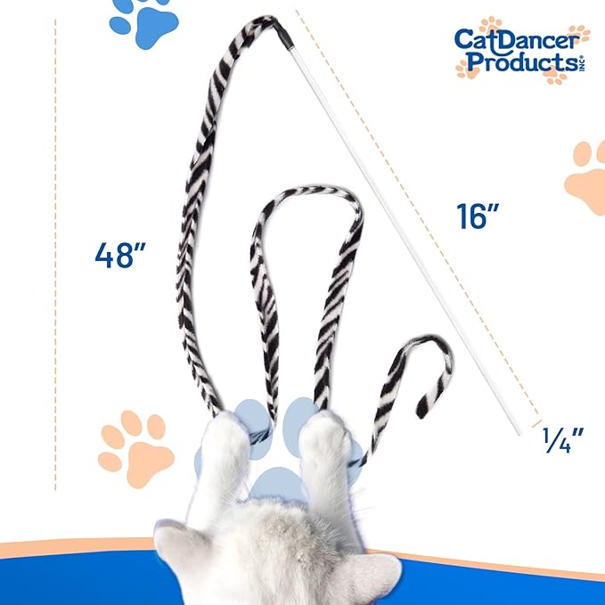 CAT DANCER Products Jungle Cat Charmer, Jungle Wand Toy for Kittens Training, Colorful Ribbon Cat Charmer, Interactive Catcher Wand for Cat Exercise (1 Pack, Multicolor) - PAWPICO
