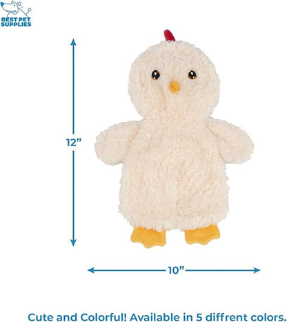 Best Pet Supplies Chicken Crinkle Plush Dog Toys for Interactive Play, Puppy and Senior Indoor Play, Colorful Chicken Toy Shape, Cute and Cuddly - Crinkle Chicken (Cream) - PAWPICO