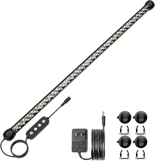 Led Aquarium Light with Timer, Submersible Aquarium Plant Light, Fish Tank Light with Auto On/Off, 3 Lighting Modes, Adjustable Brightness (22.8 in for 24-43inch Planted Tank), 12W SEAOURA
