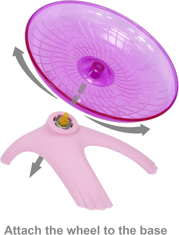 Hamster Flying Saucer Silent Running Exercise Wheel for Gerbil Rat Mouse Hedgehog Small Animals (Pink) Wontee