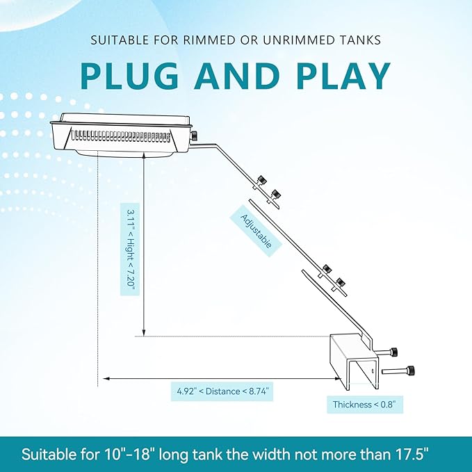 Aquarium Light - 35Watts Reef Light with Timer Sunrise and Sunset Touch Control Dimmable Saltwater Aquarium Light for Nano Tank (a035) MaiceMinds