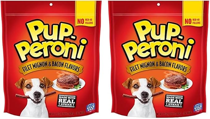 Pup-Peroni Dog Treats, Filet Mignon & Bacon Flavors, 22.5 Ounce, Made with Real Steak (Pack of 2) - PAWPICO