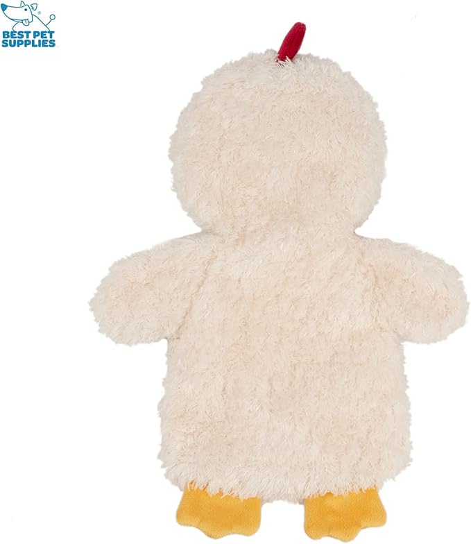 Best Pet Supplies Chicken Crinkle Plush Dog Toys for Interactive Play, Puppy and Senior Indoor Play, Colorful Chicken Toy Shape, Cute and Cuddly - Crinkle Chicken (Cream) - PAWPICO