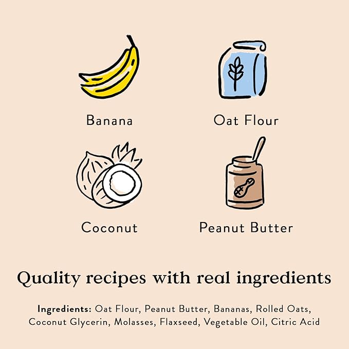 Bocce's Bakery Oven Baked PB & Banana Recipe Treats for Dogs, Wheat-Free Everyday Dog Treats, Real Ingredients, Baked in The USA, All-Natural Soft & Chewy Cookies, Peanut Butter & Banana, 6 oz - PAWPICO