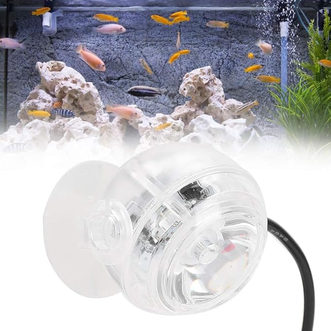 GLOGLOW Aquarium Lights, Plastic LED Fish Colourful Gradient Waterproof Submersible Night Spot Light LED Aquarium Light Fish Colored Light(US Plug Red) GLOGLOW