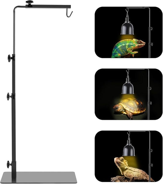 Reptile Lamp Stand, Adjustable 14-37 Inch Heat Lamp Stand, Reptile Light Stand Holder Lamp Hanging Bracket Metal Support for Glass Terrarium REPTIHOME