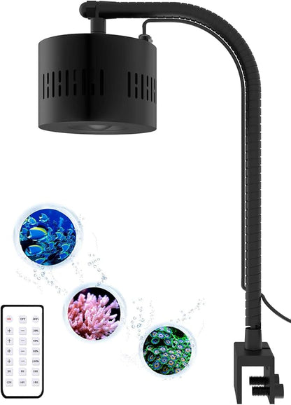 Lominie Aquarium LED Light, Reef Coral Light Full Spectrum Saltwater Aquarium Light with Remote Control Gooseneck for 10 Gallon Fish Tank Lominie