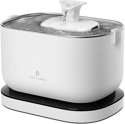 PETLIBRO Cat Water Fountain,Wireless Pet Fountain Battery Operated,2.5L/84oz Dockstream Automatic Dog Water Dispenser for Drinking with Quiet Pump Inside Stainless Steel Tray Easy Clean BPA-Free - PAWPICO