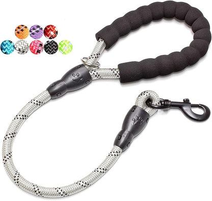 BAAPET 2/4/5/6 FT Dog Leash with Comfortable Padded Handle and Highly Reflective Threads for Small Medium and Large Dogs (2FT-1/2'', Silver) BAAPET