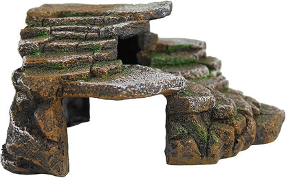 PENN-PLAX Reptology Shale Scape Step Ledge & Cave Hideout – Basking Area - Decorative Resin for Aquariums & Terrariums – Great for Reptiles, Amphibians, and Fish – Medium Penn-Plax