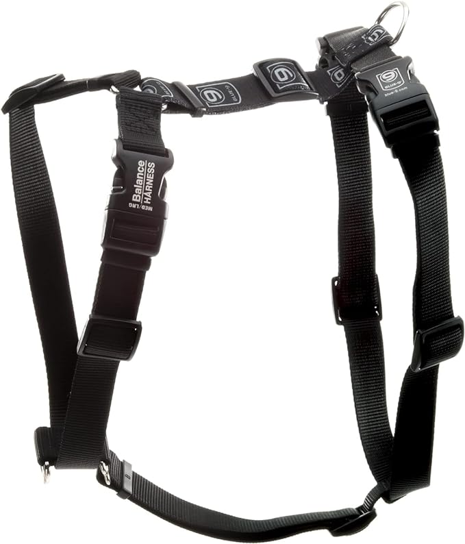 Blue-9 Buckle-Neck Balance Harness, Fully Customizable Fit No-Pull Harness, Ideal for Dog Training and Obedience, Made in The USA, Black, Medium Blue-9