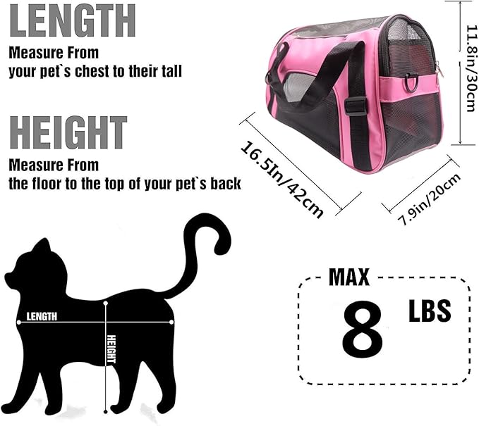 Cat Carrier,Soft-Sided Pet Travel Carrier for Cats,Dogs Puppy Comfort Portable Foldable Pet Bag Airline Approved (LightPink) - PAWPICO
