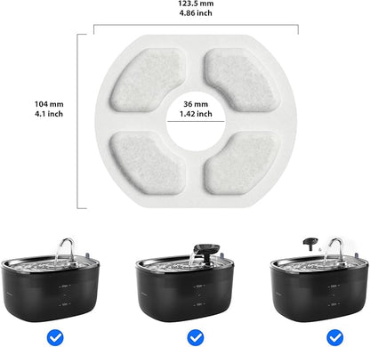 Stouchi Cat Fountain Filters Replacement, 6 Pieces Filters + 6 Pieces Sponge Filters for Pet Fountains, Suitable for WDQ1 - PAWPICO