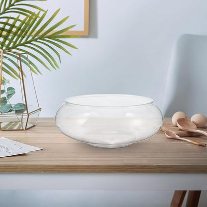 Clear Fish Bowl Vase Bubble Bowl Round Shallow Planter Plastic Container Fish Bowl Aquatic Plant Pot Daffodil Pot Hydroponic Planter Fish Tank Aquarium Bowl PAWPICO