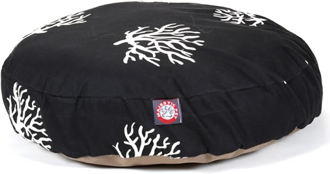 Black Coral Large Round Indoor Outdoor Pet Dog Bed With Removable Washable Cover By Majestic Pet Products - PAWPICO
