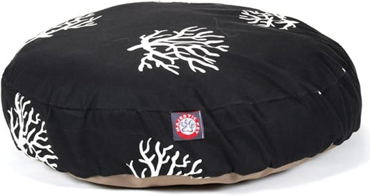 Black Coral Large Round Indoor Outdoor Pet Dog Bed With Removable Washable Cover By Majestic Pet Products - PAWPICO