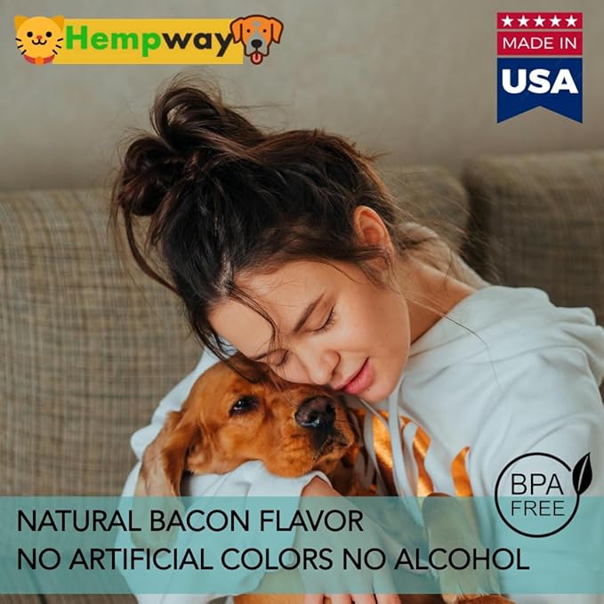 Pet Calming Drops - Anti-Separation Natural Dog Cat Calming Formula for Well-Being and Comfort - 120 Servings - Bacon Flavor 4 oz 120 ml HEALTHWELLNESSGUMMIES%7CPOWERUPNATURALLY