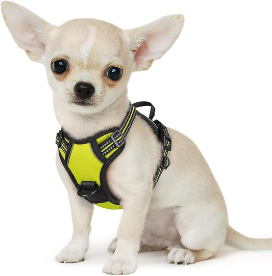 Eagloo Small Dog Harness No Pull, Service Vest with Reflective Strips and Control Handle, Adjustable and Comfortable for Easy Walking, No Choke Pet Harness with 2 Metal Rings, Green, XS GoExplorewithEagloo