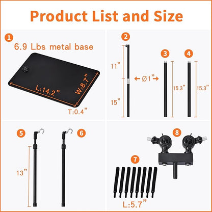 76" Stretching Adjustment Dual Reptile Lamp Stand Hang 8 Lbs Very Sturdy, Reptile Heat Light Stand Brooder Lamp Support, Grow Light Stand, Turtle Tank Light Stand, Aquarium Light Stand msgglun