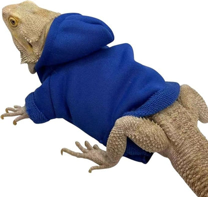 Lizard Clothes for Bearded Dragons Handmade Cloth Material Hoodies Sweater Coat Reptile Apparel Costume Skin Protection Photo Party for Lizard Bearded Dragon Crested Gecko Chameleon (Blue) KUNBIUH