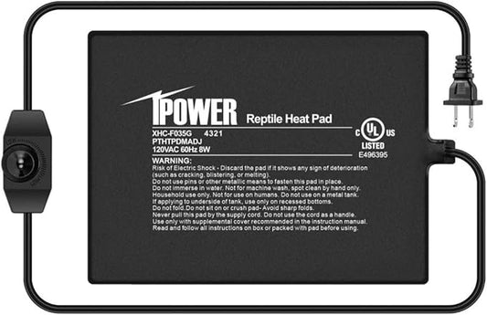 iPower 6 by 8 Inch Reptile Heating Pad with Temperature Adjustable Controller Knob, Under Tank Warmer Terrarium Heat Mat for Reptiles and Amphibians iPower
