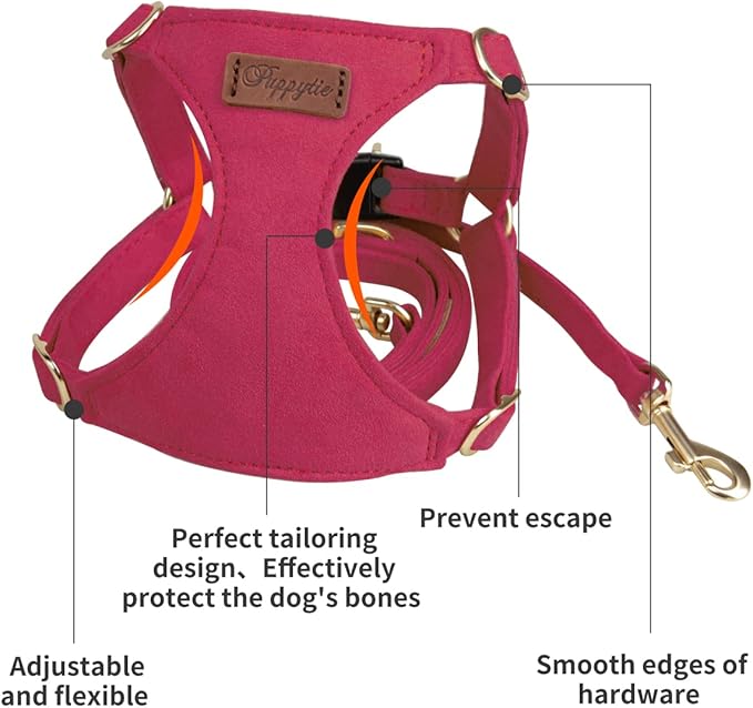 Puppytie No Pull Dog Harness with Multifunction Dog Leash,Soft Adjustable No Choke Escape Proof Pet Harness Vest for Medium Dogs or Large Dogs,red,M Puppytie