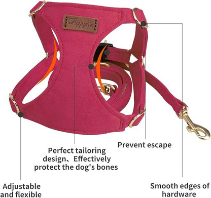 Puppytie No Pull Dog Harness with Multifunction Dog Leash,Soft Adjustable No Choke Escape Proof Pet Harness Vest for Medium Dogs or Large Dogs,red,M Puppytie
