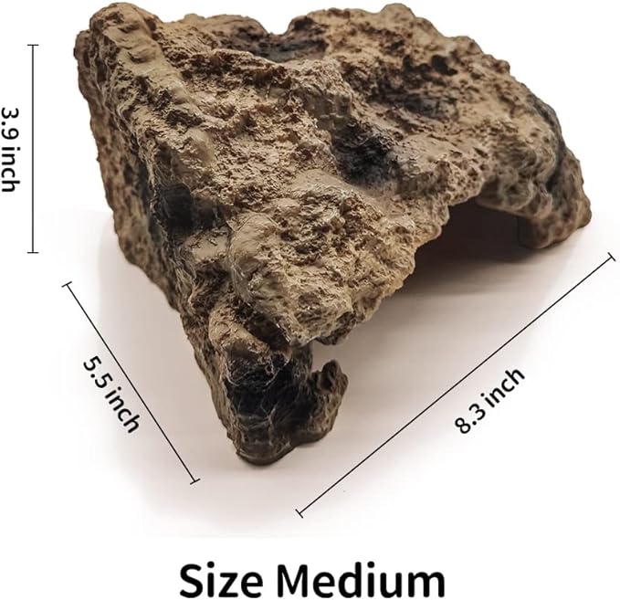Reptile Simulation Rock Cave Hideouts Terrarium Habitat Décor Bearded Dragon Hideout for Turtles Lizards Snakes Crab (Medium) LUCOSIU