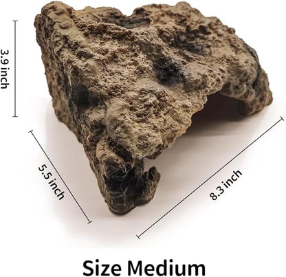 Reptile Simulation Rock Cave Hideouts Terrarium Habitat Décor Bearded Dragon Hideout for Turtles Lizards Snakes Crab (Medium) LUCOSIU
