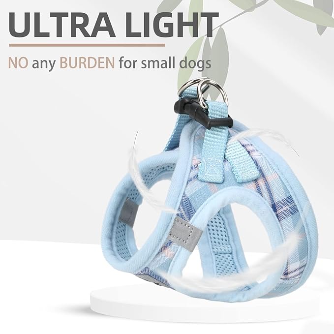 PUPTECK Adjustable Dog Harness Collar and Leash Set Step in No Pull Pet Harness for Small Medium Dogs Puppy and Cats Outdoor Walking Running, Soft Mesh Padded Reflective Vest Harnesses, Blue XL PUPTECK