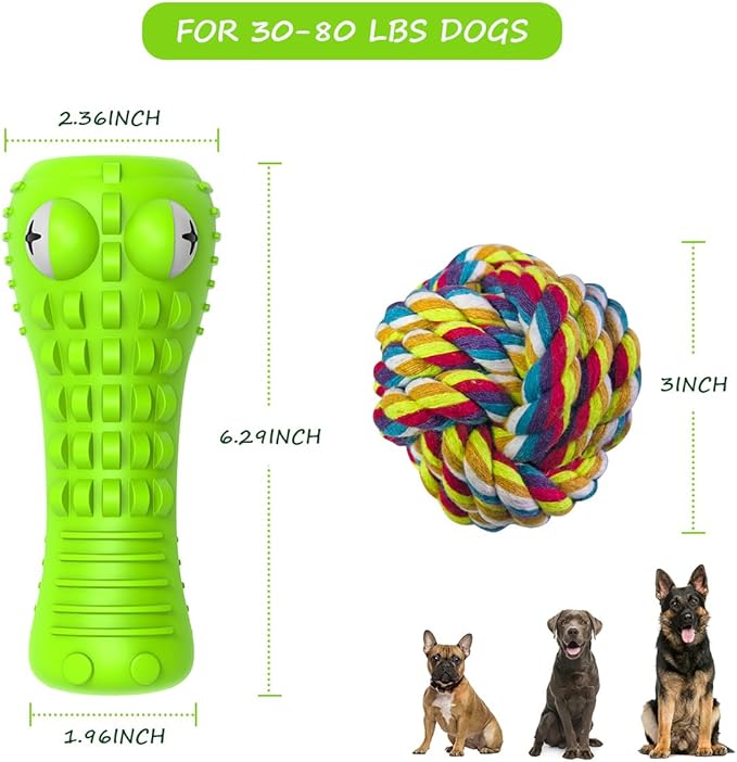 Dog Toys for Aggressive Chewers Large Medium Breed Dog Chew Toys Dog Ball Toys Nearly Indestructible Squeaky Interactive Tough Extremely Durable Toys - PAWPICO
