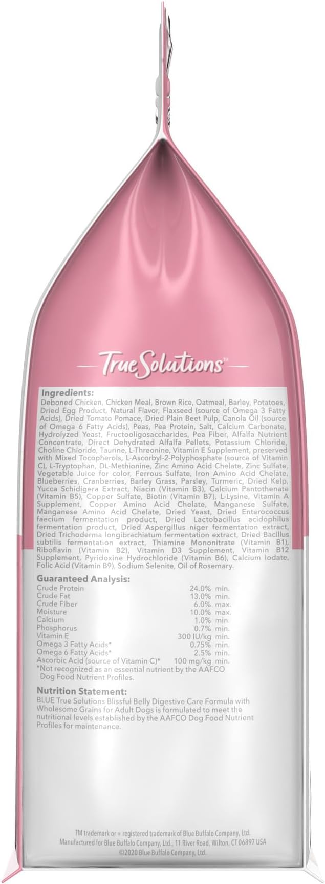 Blue Buffalo True Solutions Blissful Belly Digestive Care Natural Dry Food for Adult Dogs, Chicken, 4-lb Bag - PAWPICO