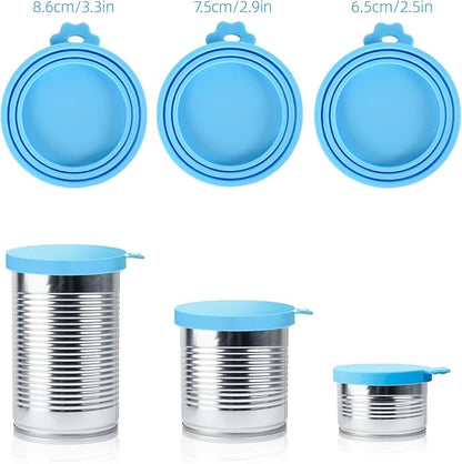 3 Pack Pet Food Can Covers Universal Can Lids Safe/Silicone Dog&Cat Food Can Lid Covers (green+blue+orange) - PAWPICO
