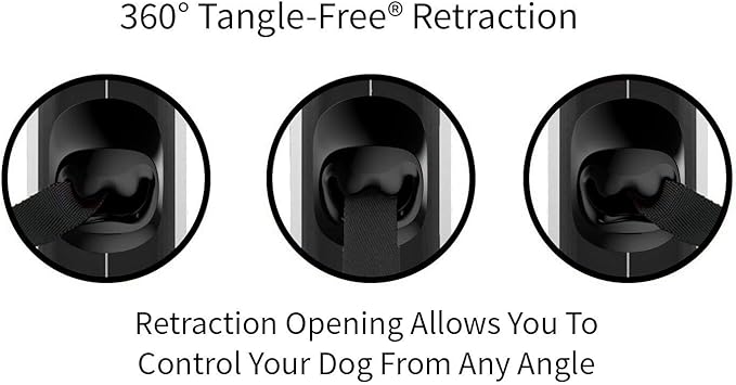 TUG Tiny 360° Tangle-Free Retractable Dog Leash with Anti-Slip Handle | 10 ft Nylon Tape| One-Handed Brake, Pause, Lock (White) TUG