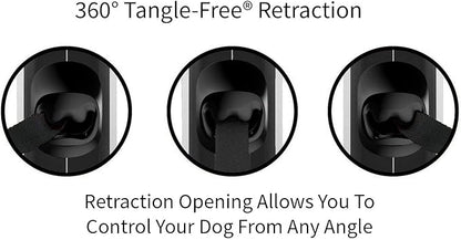 TUG Tiny 360° Tangle-Free Retractable Dog Leash with Anti-Slip Handle | 10 ft Nylon Tape| One-Handed Brake, Pause, Lock (White) TUG