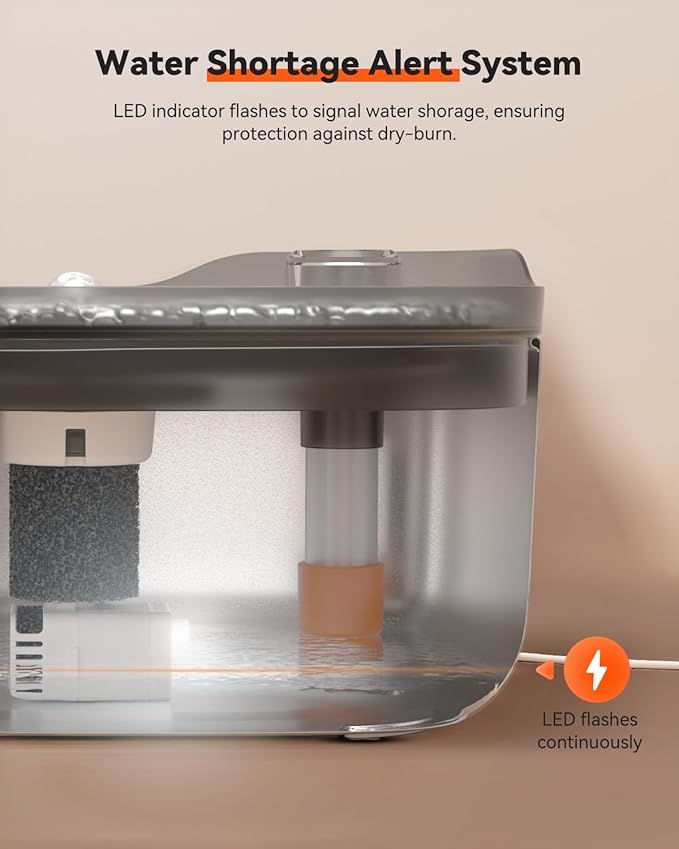 Cat Water Fountain: 4.5L/158oz Ultra-Quiet Pet Water Fountain for Cats Inside, Automatic Stainless Steel Cat Water Dispenser Bowl, Colored Water Level Float, Detachable Design Easy to Clean & Assemble - PAWPICO