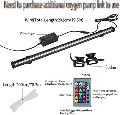 HCDMRE LED Aquarium Light, Multi-Color Fish Tank Light with Remote Control, 16 Colors and 4 Modes, IP68 Waterproof,Underwater Submersible LED Lights,67cm/26.4" PAWPICO