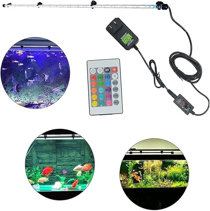 LED Aquarium Light, 7-44 Inch Waterproof Fish Light White with Blue, RGB Underwater Lamp Submersible LED Light for Fish Tank VARMHUS
