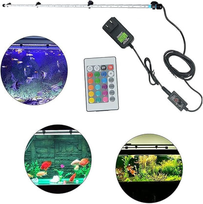 LED Aquarium Light, 7-44 Inch Waterproof Fish Light White with Blue, RGB Underwater Lamp Submersible LED Light for Fish Tank VARMHUS