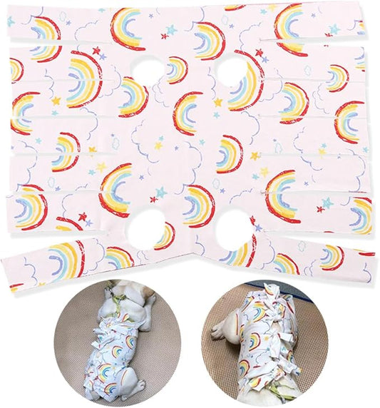 Breathable Cat Recovery Suit, Post-Surgery Onesie for Cats, E-Collar Alternative, Anti-Licking, Ideal for Abdominal Wounds, Skin Diseases & Neutering (Rainbow, S) LogFaadCoi