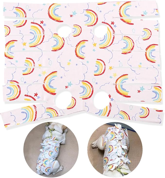 Breathable Cat Recovery Suit, Post-Surgery Onesie for Cats, E-Collar Alternative, Anti-Licking, Ideal for Abdominal Wounds, Skin Diseases & Neutering (Rainbow, L) LogFaadCoi