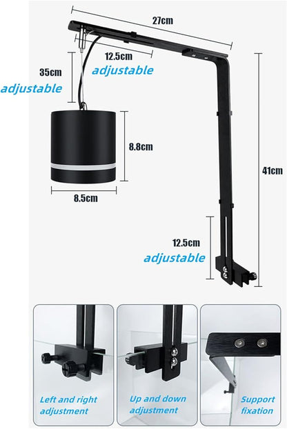 Tnfeeon Fish Drop Light Mount, Light Holder Metal Lamp Bracket Support for Reptile Glass Terrarium Full Spectrum Drop Light Tnfeeon