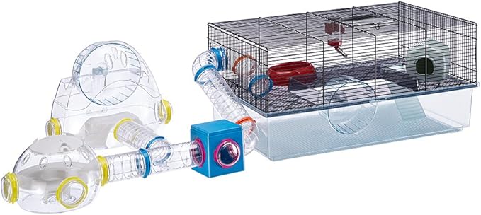 Ferplast Favola Hamster Cage Includes Free Water Bottle, Exercise Wheel, Food Dish & Hamster Hide-Out Large Hamster Cage Measures 23.6L x 14.4W x 11.8H-Inches Ferplast