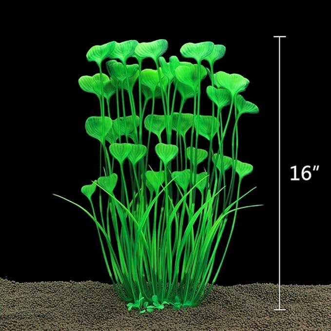 ALEGI Fish Tank Decorations Plastic Plants Large,Aquarium Artificial Plants Decoration Ornament Safe for All Fish-16 inch 2Pcs (Green 2 pcs) ALEGIAquarium