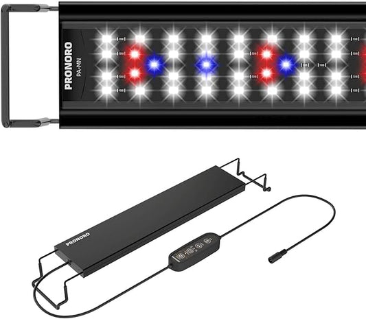 Aquarium Light, LED Full Spectrum Freshwater Aquarium Lights, Daylight/Moonlight Mode and stepless dimmable, Fish Tank Light with 6h/9h/12h Timer and Auto ON/Off (G 12-17 in) PRONORO