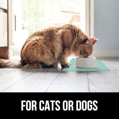 Gorilla Grip 100% Waterproof Raised Edge BPA Free Silicone Pet Feeding Mat, Dog Cat Food Mats Contain Spills Protects Floors, Placemats for Cats and Dogs Water Bowl, Pets Accessories 32x24 Mint - PAWPICO